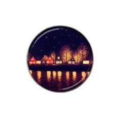 Night Houses River Bokeh Leaves Hat Clip Ball Marker (4 Pack) by Ravend