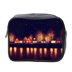 Night Houses River Bokeh Leaves Mini Toiletries Bag (two Sides) by Ravend