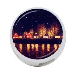 Night Houses River Bokeh Leaves 4-port Usb Hub (one Side) by Ravend