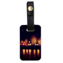 Night Houses River Bokeh Leaves Luggage Tag (one Side) by Ravend