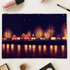 Night Houses River Bokeh Leaves Cosmetic Bag (xxl) by Ravend