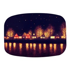 Night Houses River Bokeh Leaves Mini Square Pill Box by Ravend