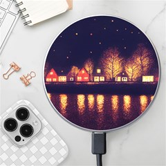 Night Houses River Bokeh Leaves Wireless Fast Charger(white) by Ravend