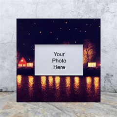 Night Houses River Bokeh Leaves White Box Photo Frame 4  X 6  by Ravend