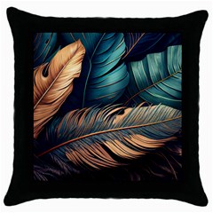 Ai Generated Leaves Foliage Plants Throw Pillow Case (Black)