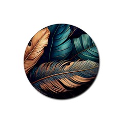 Ai Generated Leaves Foliage Plants Rubber Coaster (Round)