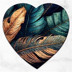 Ai Generated Leaves Foliage Plants Jigsaw Puzzle (heart) by Ravend