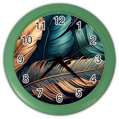 Ai Generated Leaves Foliage Plants Color Wall Clock