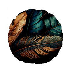 Ai Generated Leaves Foliage Plants Standard 15  Premium Flano Round Cushions