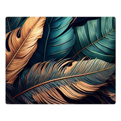 Ai Generated Leaves Foliage Plants Premium Plush Fleece Blanket (Large)