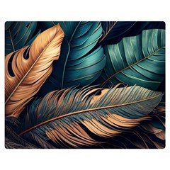 Ai Generated Leaves Foliage Plants One Side Premium Plush Fleece Blanket (Medium)