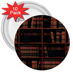 Books Bookshelf Bookcase Library 3  Buttons (10 Pack)  by Ravend