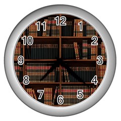 Books Bookshelf Bookcase Library Wall Clock (silver) by Ravend