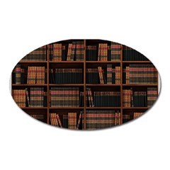 Books Bookshelf Bookcase Library Oval Magnet by Ravend