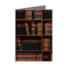 Books Bookshelf Bookcase Library Mini Greeting Card by Ravend