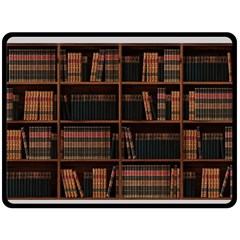 Books Bookshelf Bookcase Library One Side Fleece Blanket (large) by Ravend