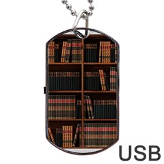 Books Bookshelf Bookcase Library Dog Tag Usb Flash (one Side) by Ravend