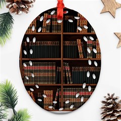 Books Bookshelf Bookcase Library Oval Filigree Ornament (two Sides) by Ravend