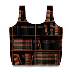 Books Bookshelf Bookcase Library Full Print Recycle Bag (l) by Ravend