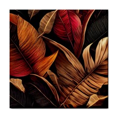 Ai Generated Leaves Tropical Palm Tile Coaster by Ravend