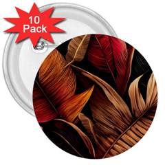 Ai Generated Leaves Tropical Palm 3  Buttons (10 Pack)  by Ravend