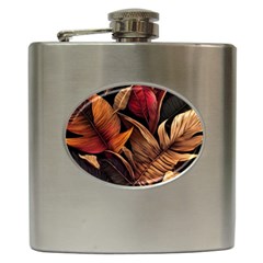 Ai Generated Leaves Tropical Palm Hip Flask (6 Oz) by Ravend