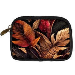 Ai Generated Leaves Tropical Palm Digital Camera Leather Case by Ravend