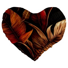 Ai Generated Leaves Tropical Palm Large 19  Premium Heart Shape Cushions by Ravend