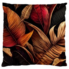 Ai Generated Leaves Tropical Palm Large Premium Plush Fleece Cushion Case (two Sides) by Ravend