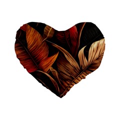 Ai Generated Leaves Tropical Palm Standard 16  Premium Flano Heart Shape Cushions by Ravend