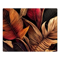 Ai Generated Leaves Tropical Palm Premium Plush Fleece Blanket (large) by Ravend