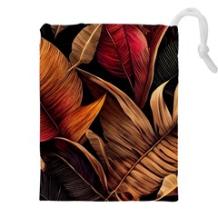 Ai Generated Leaves Tropical Palm Drawstring Pouch (5xl) by Ravend