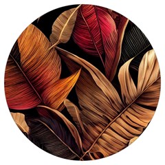 Ai Generated Leaves Tropical Palm Round Trivet by Ravend