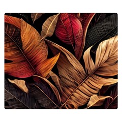 Ai Generated Leaves Tropical Palm One Side Premium Plush Fleece Blanket (small)