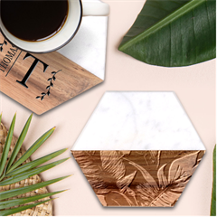 Ai Generated Leaves Tropical Palm Marble Wood Coaster (hexagon)  by Ravend