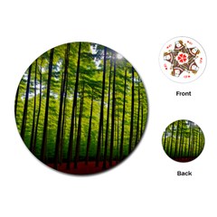 Green Forest Jungle Trees Nature Sunny Playing Cards Single Design (round) by Ravend