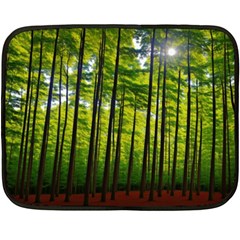 Green Forest Jungle Trees Nature Sunny Fleece Blanket (mini) by Ravend