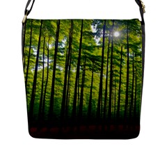 Green Forest Jungle Trees Nature Sunny Flap Closure Messenger Bag (l) by Ravend