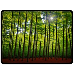 Green Forest Jungle Trees Nature Sunny Fleece Blanket (large) by Ravend