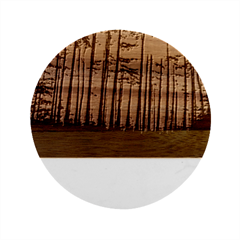 Green Forest Jungle Trees Nature Sunny Marble Wood Coaster (round) by Ravend