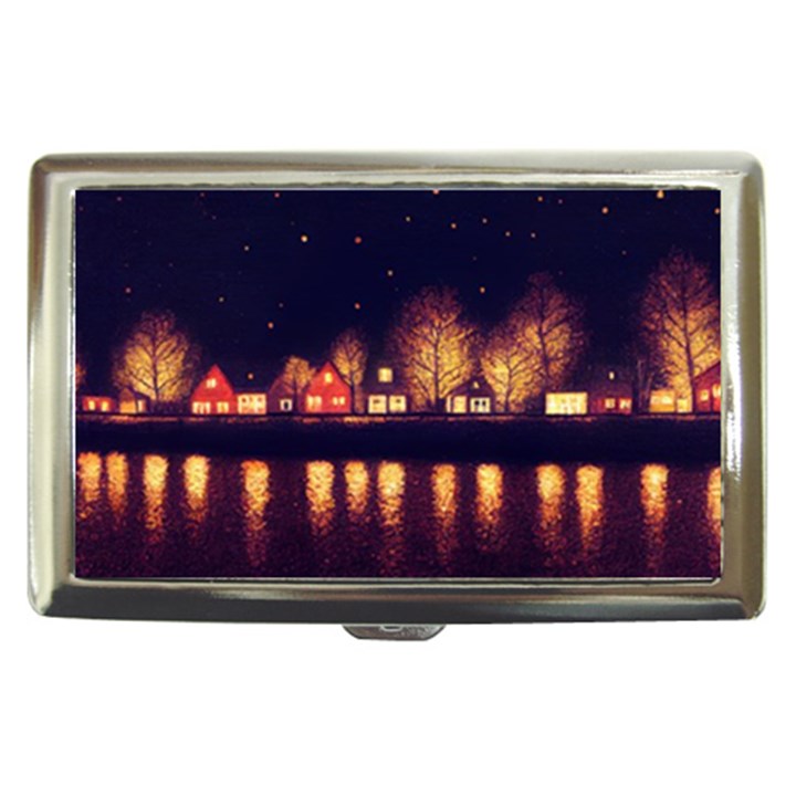 Night Houses River Bokeh Leaves Landscape Nature Cigarette Money Case