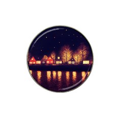 Night Houses River Bokeh Leaves Landscape Nature Hat Clip Ball Marker (4 Pack) by Ravend