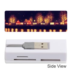 Night Houses River Bokeh Leaves Landscape Nature Memory Card Reader (stick) by Ravend