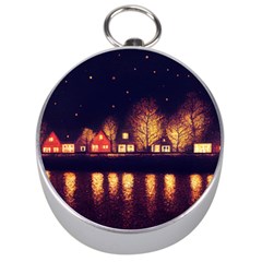 Night Houses River Bokeh Leaves Landscape Nature Silver Compasses by Ravend