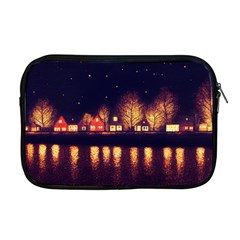 Night Houses River Bokeh Leaves Landscape Nature Apple Macbook Pro 17  Zipper Case by Ravend