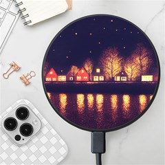 Night Houses River Bokeh Leaves Landscape Nature Wireless Fast Charger(black) by Ravend