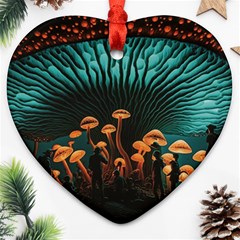 Mushroom Giant Explore 3d Ornament (heart) by Ravend