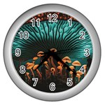 Mushroom Giant Explore 3d Wall Clock (Silver) Front