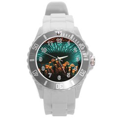 Mushroom Giant Explore 3d Round Plastic Sport Watch (l) by Ravend