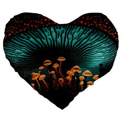 Mushroom Giant Explore 3d Large 19  Premium Flano Heart Shape Cushions by Ravend